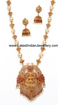 Elegant Temple Jewellery with South sea pearls. | Latest Indian Jewellery Designs