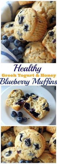 My favorite blueberry muffin recipe! Incredibly moist, tender, and bursting with berries – these healthy greek yogurt and honey spiked muffins are sure to win your heart, too!