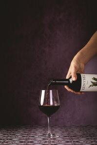 Fotografía sirviendo una copa de vino Xenysel.