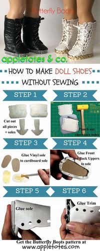 Doll Shoe Making Free tutorial. Fits American Girl and other similar 18" Doll. #dollpattern #fabric #tosew #cloth #handmade #DIY #Dollcraft #dollaccessories