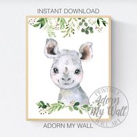 Rhino Print, Rhino Wall Art, Rhino Printable, Safari Animal Print, Rhino Nursery Decor, Prints For Nursery, Gender Neural Prints, Baby Rhino