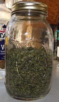 Add water to dried lemon balm to make an infusion.