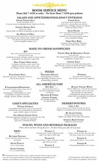 Disney Cruise Line Room Service Menu