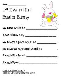 Easter Bunny writing SPRING WRITING--COMMON CORE--K-1 - TeachersPayTeachers.com
