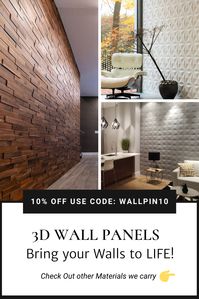 Easy to Install Wall Panels, Perfect for Interior Accent Walls - Residential & Commercial. DIY Wall Panel Installation - Make a Statement with our All Original 3D Wall Panels.
We carry a variety of Wall Panel Materials:
- Eco Friendly Plant Fiber Panels
- Durable MDF Wood Panels
- Real Wood Mosaic Panels
FREE Shipping to Canada & USA with Purchase over $100.