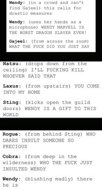Wendy can't find the dragon slayers in a crowd..