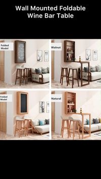 Convenient wall folding table: Folds flat against the wall when not in use. Folds out quickly and easily when needed
