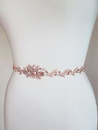 Rose gold bridal crystal belt Crystal belt sash by SabinaKWdesign