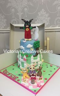 Cute bing bunny and friends 1st birthday cake
