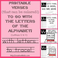 Here are some verse printables for the letters U & V. Some printables also have tracing practice for the letters U & V. Based on ABeka curriculum for K-5.