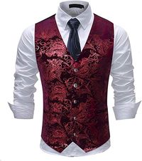 Cloudstyle Mens Single Breasted Vest Dress Vest Slim Fit Button Down Prom Formal Suit Vest Waistcoat at Amazon Men’s Clothing store