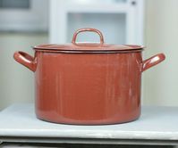 Kochtopf Topf Emaille rotbraun rot braun Vintage Landhaus antik alt Ø25cm