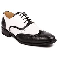 Amazon.com | Metrocharm MC113 Men's Wing Tip Perforated Lace Up Oxford Dress Shoes (12, Black/White) | Oxfords