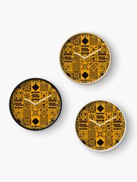 "Black & Yellow Traditional Oriental Moroccan Style Artwork" Clock for Sale by Arteresting | Redbubble
