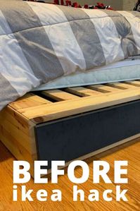 See how she hacked her ikea platform bed into a beautiful restoration hardwood inspired style on a budget. This platform storage bed IKEA hack is the right mix of rustic and industrial and it just feels like a nice cool boys bedroom decor. Check out the before and after for some budget friendly bedroom decor inspiration.