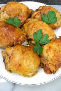 Garnished baked chicken thighs #bakedchicken#theduchezkitchen theduchezkitchen.com