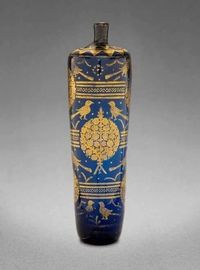 12th century perfume bottle found in Syria. Inspiration for perfume bottle given to Bayard de Neuville in the Rogues & Angels series of medieval romances by Claire Delacroix