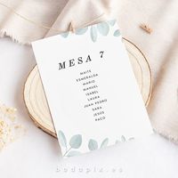 En toda celebración no puede faltar los seating plan. El modelo Abril refleja sencillez y romanticismo. Personalizado con el nombre de tus invitados y los nombres o números de tus mesas.