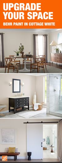 Upgrade your space with BEHR paint from The Home Depot. This neutral shade is perfect for every type of room, including dining rooms, bathrooms and hallways. Shop in-store or online at HomeDepot.com.