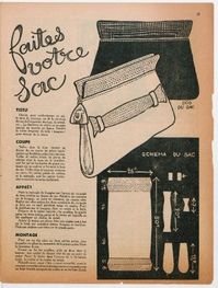 Free wartime vintage sewing pattern for a handbag. Mode du Jour 1940-01-14
