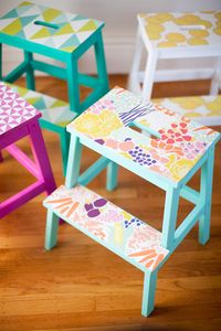 DIY wallpapered step stools #kids