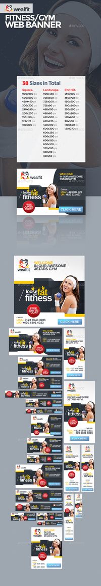 WealFit | Fitness - Gym Web Banner Template PSD | Buy and Download: http://graphicriver.net/item/wealfit-fitness-gym-web-banner/10092326?ref=ksioks