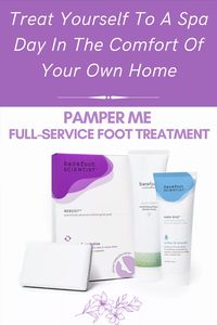 This luxurious foot care set allows you to enjoy a spa-like treatment, anytime, anywhere. Every product included in this set is formulated to improve your foot health. #athomepedicure #barefootscientist #homespaday #footcareproducts sponsored