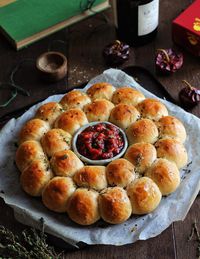 Lemon Thyme & Smoked Chilli Dough Balls with Dip - Avant-Garde Vegan