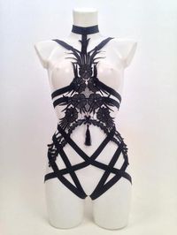 BELLATRIX - Black Lace Cage Bodysuit