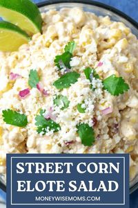 Are you a fan of Mexican corn, called Elote? Make this Elote Salad at home for all those fabulous flavors. Use fresh corn on the cob, lime and cotija cheese for this fresh side dish, served cold. Make Mexican Street Corn Salad for your next party, potluck or barbeque.