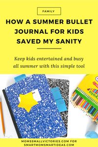 "Mom, I'm bored!" The three words moms dread to hear 2 minutes into summer vacation. See How a Summer Bullet Journal for Kids Saved My Sanity to keep my kids productive, entertained and busy all summer long. This simple, inexpensive tool can be easily customized to suit your kids' interests and schedules. Download FREE chore charts too to keep your kids on track.