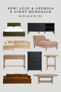 New! Ginny McDonald for Lulu and Georgia. - Velvet upholstered Furniture - heirloom pieces - scalloped black dresser - scalloped black media unit - wood accent table - wood console table - wood desk - neutral furniture - bedroom furniture - living room furniture - rust velvet couch - olive green velvet bed Follow my shop @sofreshandsochic on the @shop.LTK app to shop this post and get my exclusive app-only content! #liketkit #LTKhome @shop.ltk https://liketk.it/40j6w