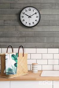 The use of mixed materials in a space creates balance and contrast. Check out this use of Weathered Wood Accent Boards in Cape Cod Gray in this kitchen area to balance the white tile and cabinetry.