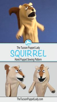 Want to make a puppet? The Tucson Puppet Lady sells the digital sewing pattern PDF you need. Create a cute squirrel or chipmunkj puppet with movable mouth. Finished puppet is soft and washable when made from fleece, felt and fake fur. Perfect for kids and adults. Use finished puppet for teaching, therapy, church ministry, story time or just to have fun! Visit our store to see all of the animal puppet patterns we have available.