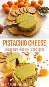 Pistachio Nut Cheese is a quick and easy vegan cheese made from just nuts, seaweed and nutritional yeast. Naturally dairy free and it slices/grates!