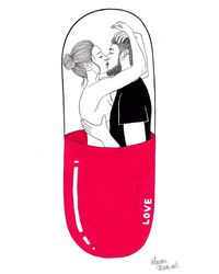 LOVE. _ New serie based on emotions and expressed through pills. These feelings could be positive or negative. Hope you enjoy ! #love #lovers #pills #couple #art #artist #artwork #blackandred #design #drawing #details #feelings #graphisme #graphicdesign #heart #ink #instaart #illustrator #illustration #project #pen #women #men