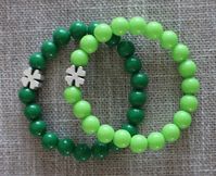 Happy Saint Patrick's Day. Clover Stretchy Bracelet.