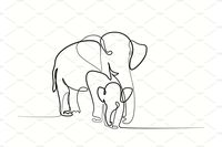 Elephant with baby #Elephant#baby#drawing#Continuous
