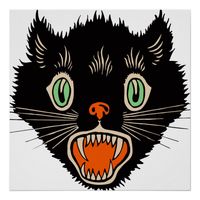 Vintage Halloween Scared Black Cat Poster #cool #vintage #halloween #illustration #scared