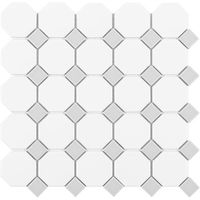 Satori Brilliant White and Gray 12-in x 12-in Matte Porcelain Uniform Diamonds Wall Tile in the Tile department at Lowes.com