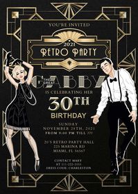 The Great Gatsby Birthday Invitation, This is a digital, printable the Grat Gatsby Birthday Invitation. the invitation will be personalized by a professional designer after your purchase, using the info that you wrote at the buyers note when checking out. #30thbirthday #adultbirthday #BIRTHDAY #birthdayinvitation #birthdayinvite #BIRTHDAYPARTY #retroparty #retropartydecoration #TheGreatGatsby #TheGreatGatsbybirthday #TheGreatGatsbyinvitaton