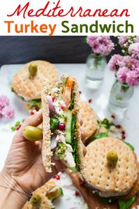 This zesty, spicy, tangy, bursting with freshness Mediterranean Turkey Sandwich is all you need when you crave a Turkey Sandwich. Simple ingredients with huge flavors! #TurkeySandwich #LeftoverTurkeyRecipes
