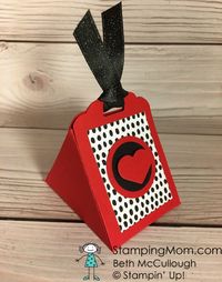 Stampin Up Valentine Triangle Box designed by demo Beth McCullough. Please see more card and gift ideas at www.StampingMom.com #StampingMom #cute&simple4u