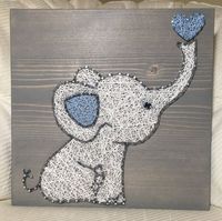 Baby Elephant String Art Sign, Nursery decor, Baby shower gift, Jungle animals, Baby girl, Baby Boy, Elephant gift, Twins - #animals #art #baby #Boy #decor #Elephant #Gift #girl #Jungle #Nursery #Shower #Sign #string #Twins #Wood
