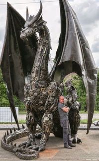 Recycle Art Dragon by Tom Samui 5M high and made from car and motorcycle parts