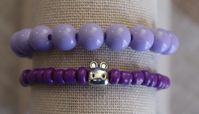 Bunny beaded bracelet. Silver Bunny bead. Stretchy Bracelet.