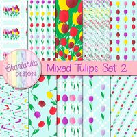 Free tulips digital papers with instant download. Use them on their own or with the matching design elements, washi tape, alphas and brads which are all free on Chantahlia Design. #tulips #digiscrap #digitalscrapbooking #digitalplanner #freedigitalpaper #scrapbookpaper #digitalpaper