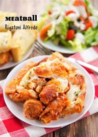 Meatball Rigatoni Alfredo