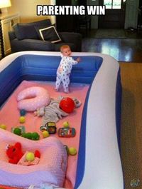 An inflatable pool makes a great safe play area for babies and toddlers. | 33 Genius Hacks Guaranteed To Make A Parent's Job Easier