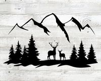 Deer Forest Mountains SVG DXF Deer Clipart cutting Deer | Etsy